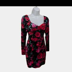 Steve Madden Juniors Velvet Corset Bodycon Dress S Long Sleeve Whimsigoth ds8.10